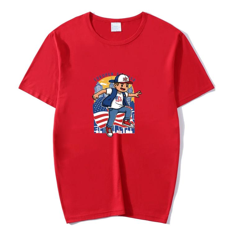 Boy Printed Round Neck Modal Short Sleeve T-shirt Print On Your Demand, M, POD T-Shirt, L