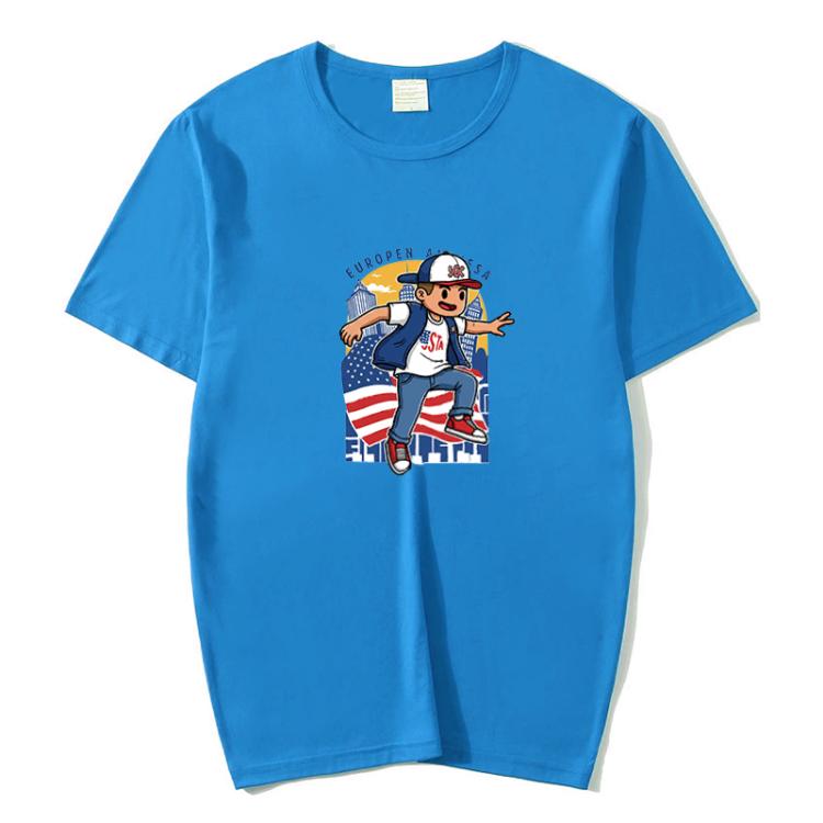 Boy Printed Round Neck Modal Short Sleeve T-shirt Print On Your Demand, M, POD T-Shirt, L
