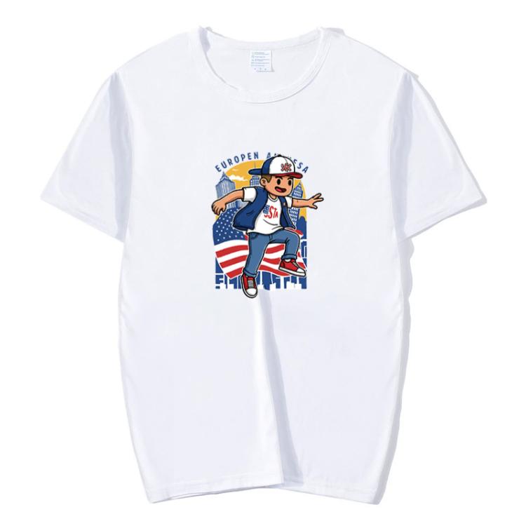 Boy Printed Round Neck Modal Short Sleeve T-shirt Print On Your Demand, L, POD T-Shirt, XL