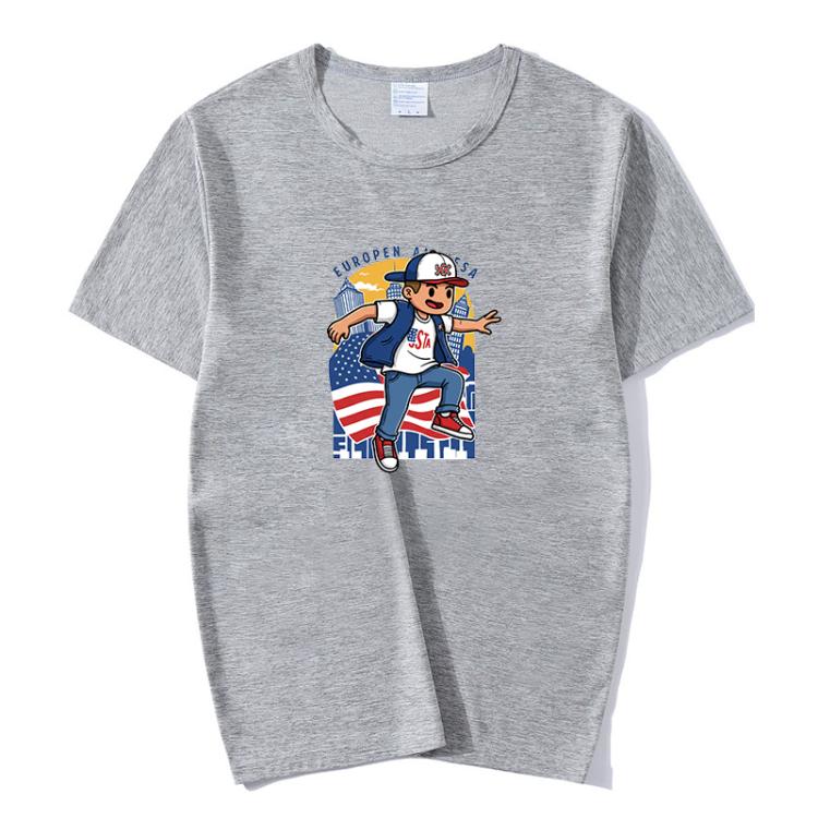 Boy Printed Round Neck Modal Short Sleeve T-shirt Print On Your Demand, XL, POD T-Shirt, XXL