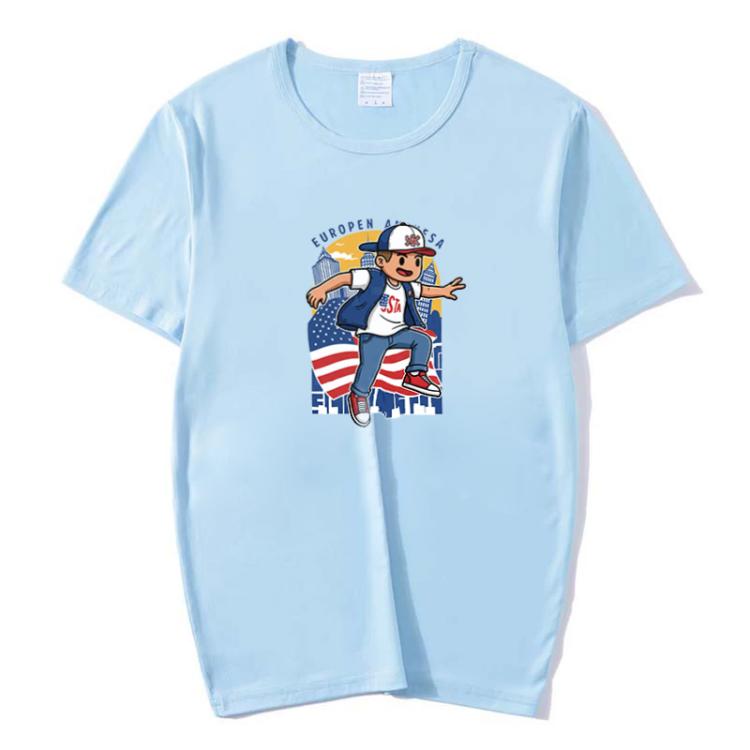 Boy Printed Round Neck Modal Short Sleeve T-shirt Print On Your Demand, XL, POD T-Shirt, XXL
