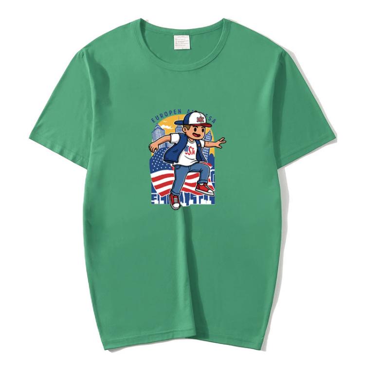 Boy Printed Round Neck Modal Short Sleeve T-shirt Print On Your Demand, XXL, POD T-Shirt, XXXL