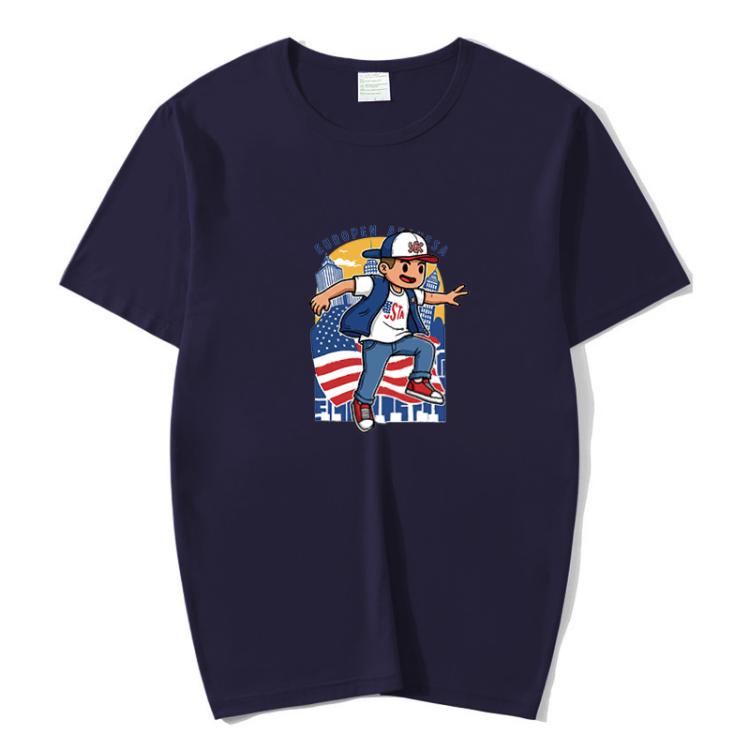 Boy Printed Round Neck Modal Short Sleeve T-shirt Print On Your Demand, XXXXL, POD T-Shirt, XXXXXL
