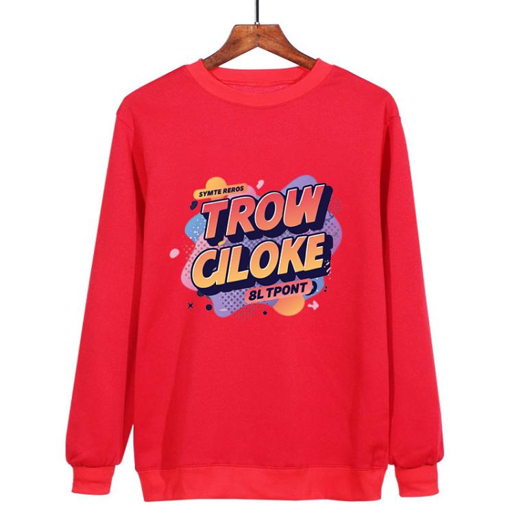 Orange Alphabet Printed Casual Loose Round Neck Sweatshirt Print On Your Demand, XS, S, M, L, XL, XXL, XXXL