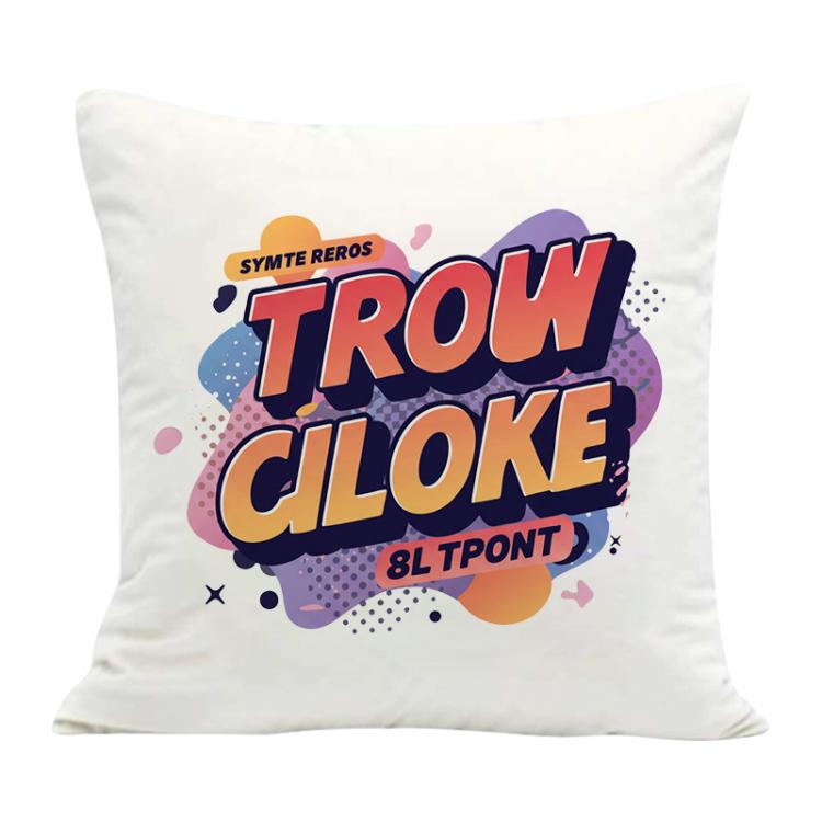 Orange Alphabet Printed Sofa Pillow Case No Core Print On Your Demand, 50x50cm, 60x60cm