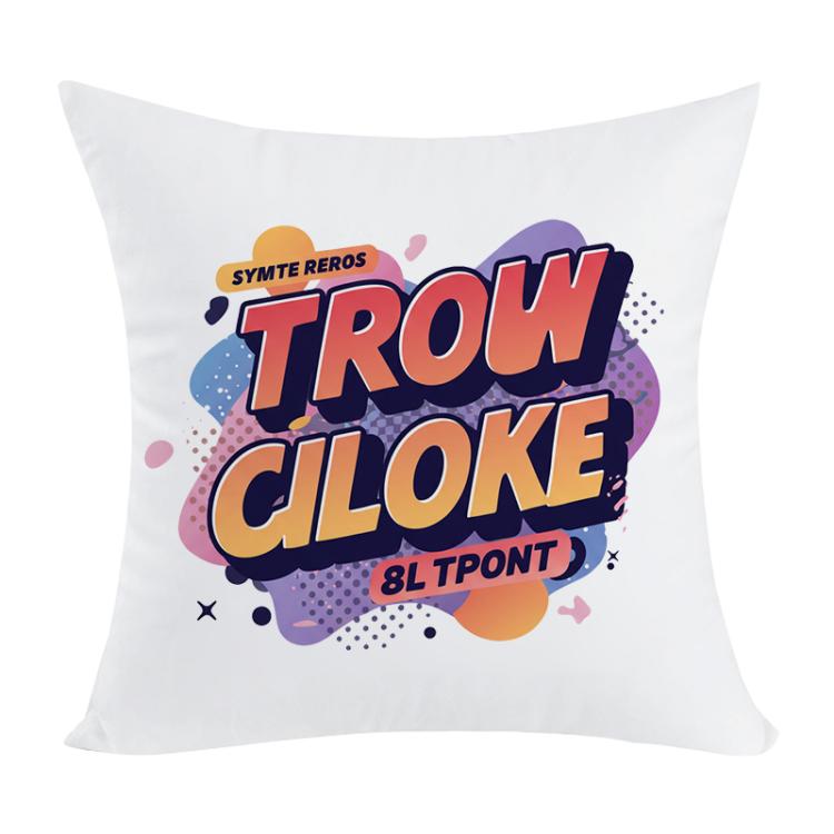 Orange Alphabet Printed Sofa Pillow Case No Core Print On Your Demand, 50x50cm, 60x60cm