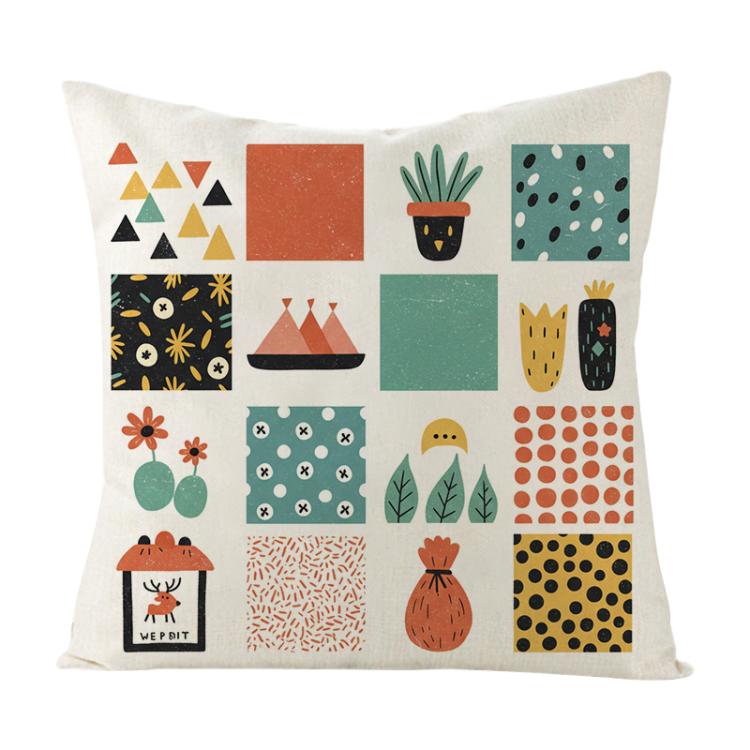 Grid Printed Sofa Pillow Case No Core Print On Your Demand, 35x35cm, 40x40cm, 45x45cm