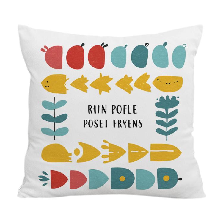 River Fish Printed Sofa Pillow With Core Print On Your Demand, 50x50cm, 60x60cm