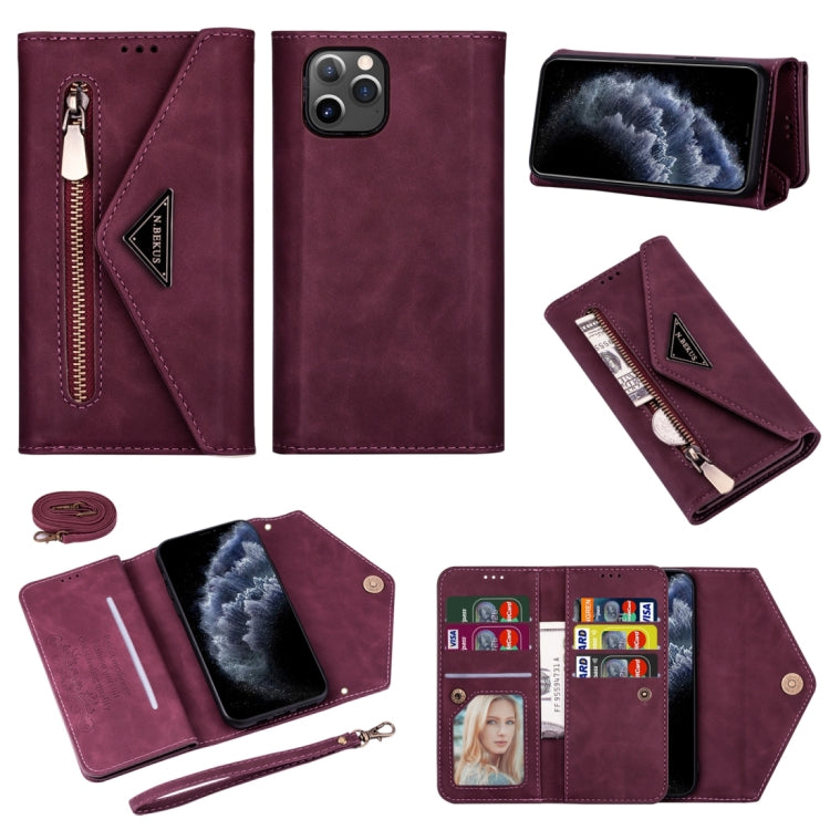 Skin Feel Zipper Horizontal Flip Leather Case with Holder & Card Slots & Photo Frame & Lanyard & Long Rope, For iPhone 11, For iPhone 11 Pro, For iPhone 11 Pro Max, For iPhone XS / X