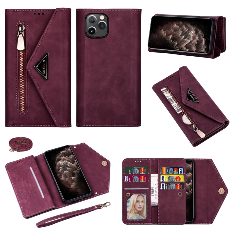 Skin Feel Zipper Horizontal Flip Leather Case with Holder & Card Slots & Photo Frame & Lanyard & Long Rope, For iPhone 11, For iPhone 11 Pro, For iPhone 11 Pro Max, For iPhone XS / X