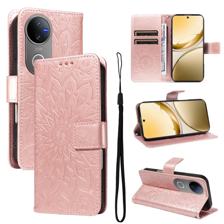 Embossed Sunflower Pattern Flip Leather Phone Case, For vivo V60 5G, For vivo Y29S 5G / Y04, For vivo V50 5G Global