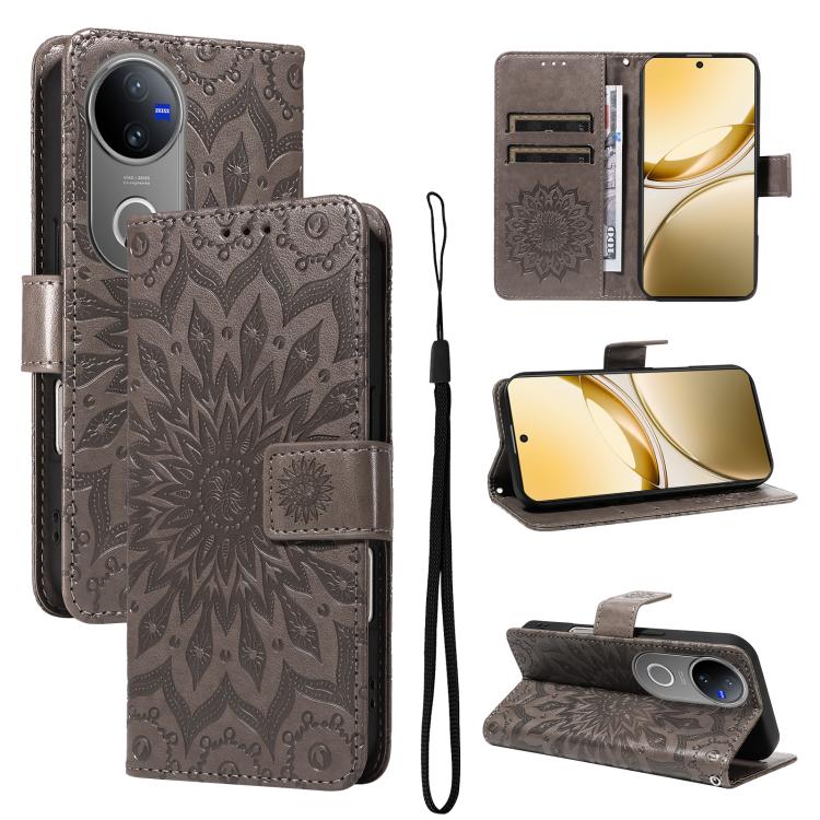 Embossed Sunflower Pattern Flip Leather Phone Case, For vivo V60 5G, For vivo Y29S 5G / Y04, For vivo V50 5G Global