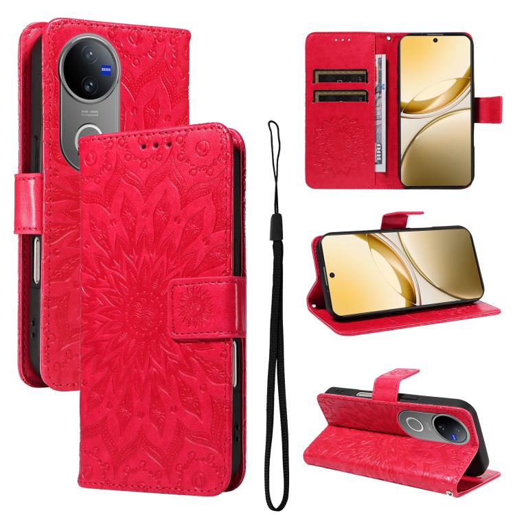 Embossed Sunflower Pattern Flip Leather Phone Case, For vivo V60 5G, For vivo Y29S 5G / Y04, For vivo V50 5G Global