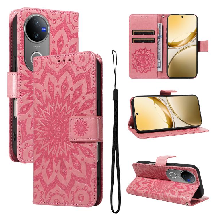 Embossed Sunflower Pattern Flip Leather Phone Case, For vivo V60 5G, For vivo Y29S 5G / Y04, For vivo V50 5G Global