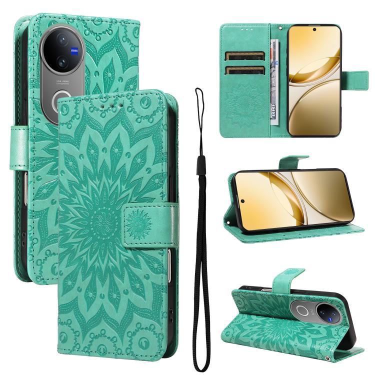Embossed Sunflower Pattern Flip Leather Phone Case, For vivo V60 5G, For vivo Y29S 5G / Y04, For vivo V50 5G Global