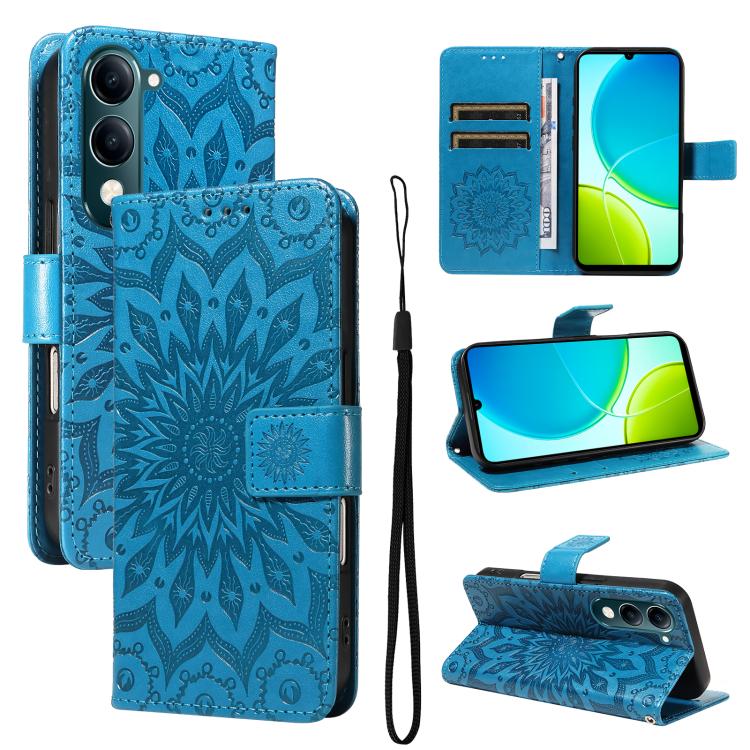Embossed Sunflower Pattern Flip Leather Phone Case, For vivo V60 5G, For vivo Y29S 5G / Y04, For vivo V50 5G Global