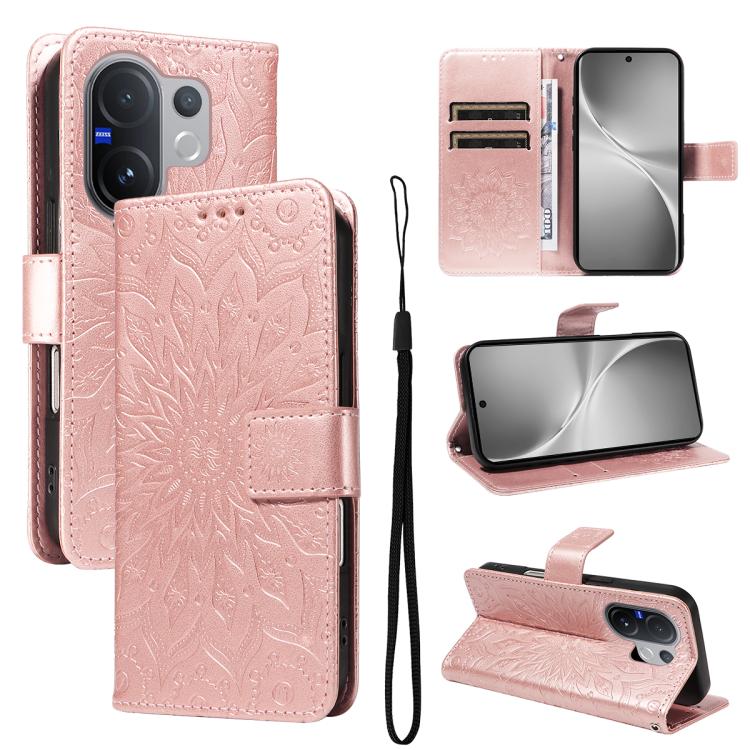 Embossed Sunflower Pattern Flip Leather Phone Case, For vivo V60 5G, For vivo Y29S 5G / Y04, For vivo V50 5G Global