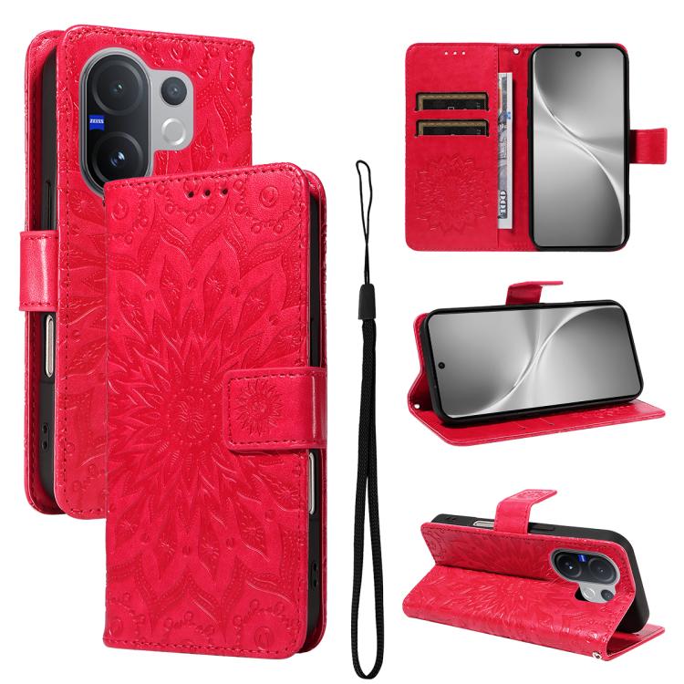 Embossed Sunflower Pattern Flip Leather Phone Case, For vivo V60 5G, For vivo Y29S 5G / Y04, For vivo V50 5G Global