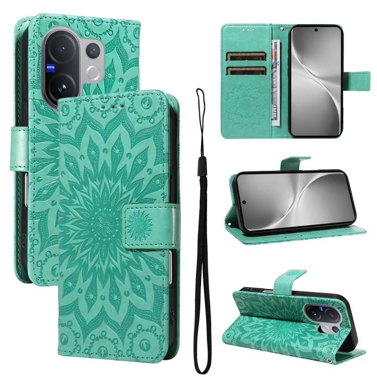 Embossed Sunflower Pattern Flip Leather Phone Case, For vivo V60 5G, For vivo Y29S 5G / Y04, For vivo V50 5G Global