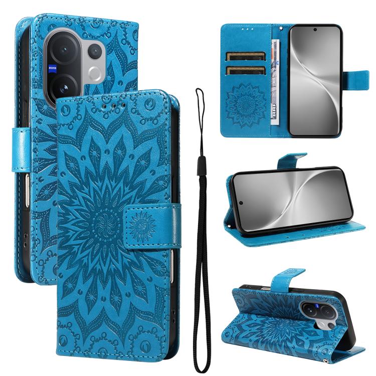 Embossed Sunflower Pattern Flip Leather Phone Case, For vivo V60 5G, For vivo Y29S 5G / Y04, For vivo V50 5G Global