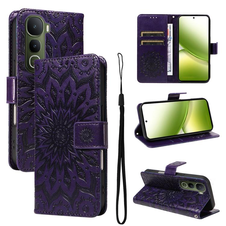 Embossed Sunflower Pattern Flip Leather Phone Case, For vivo V60 Lite 4G, For vivo Y31 5G 2025 / Y21D, For vivo Y400 5G
