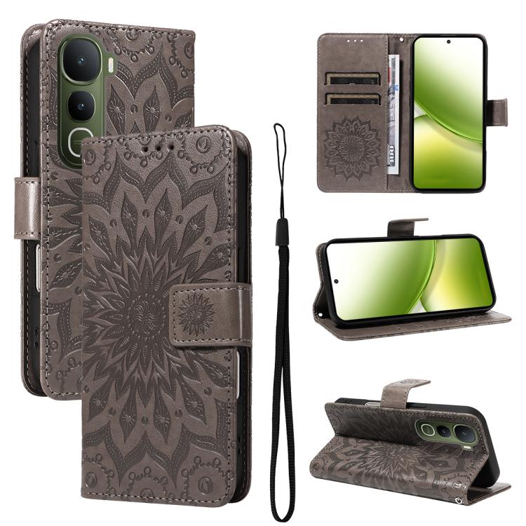 Embossed Sunflower Pattern Flip Leather Phone Case, For vivo V60 Lite 4G, For vivo Y31 5G 2025 / Y21D, For vivo Y400 5G