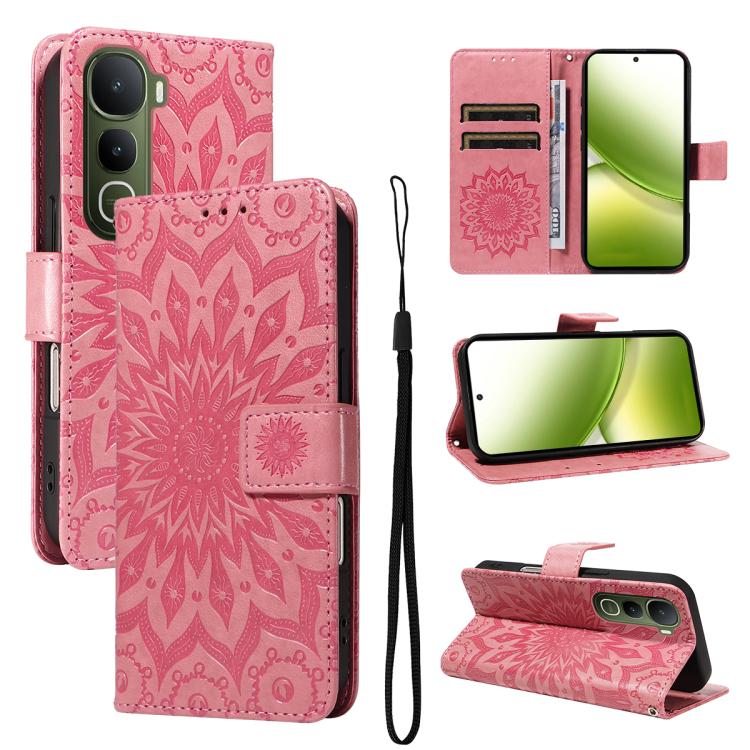 Embossed Sunflower Pattern Flip Leather Phone Case, For vivo V60 Lite 4G, For vivo Y31 5G 2025 / Y21D, For vivo Y400 5G