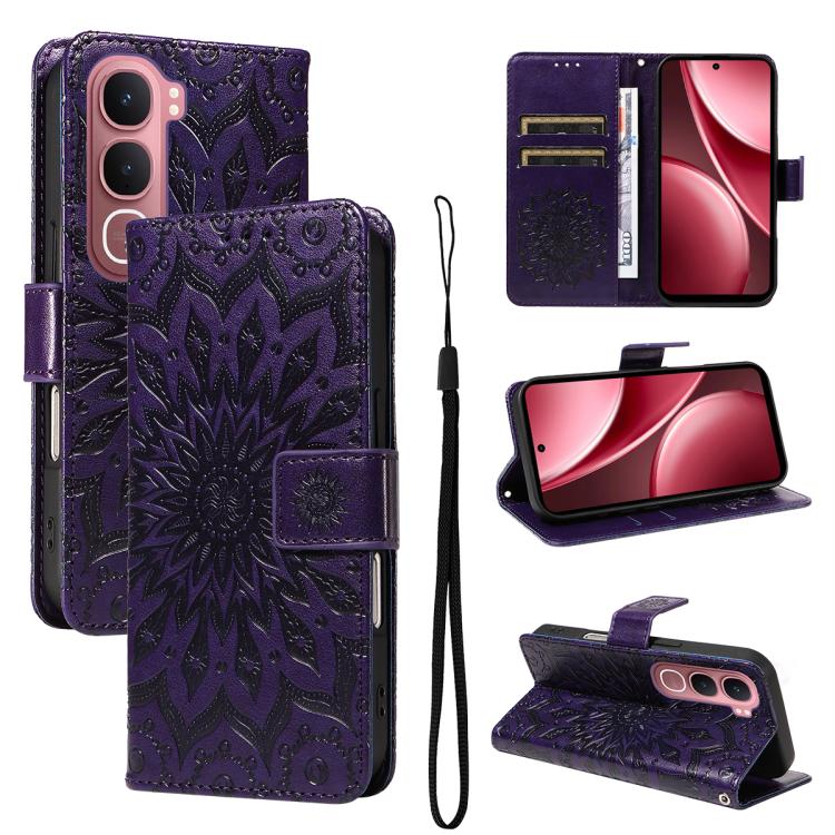 Embossed Sunflower Pattern Flip Leather Phone Case, For vivo V60 Lite 4G, For vivo Y31 5G 2025 / Y21D, For vivo Y400 5G