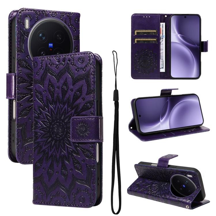 Embossed Sunflower Pattern Flip Leather Phone Case, For vivo S50 Pro mini 5G, For vivo X300 Pro, For vivo X300