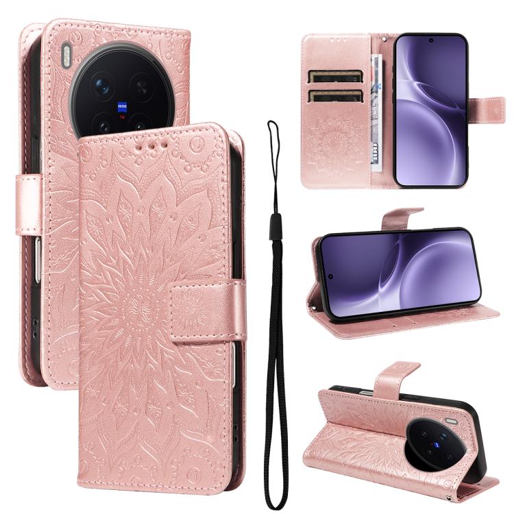 Embossed Sunflower Pattern Flip Leather Phone Case, For vivo S50 Pro mini 5G, For vivo X300 Pro, For vivo X300