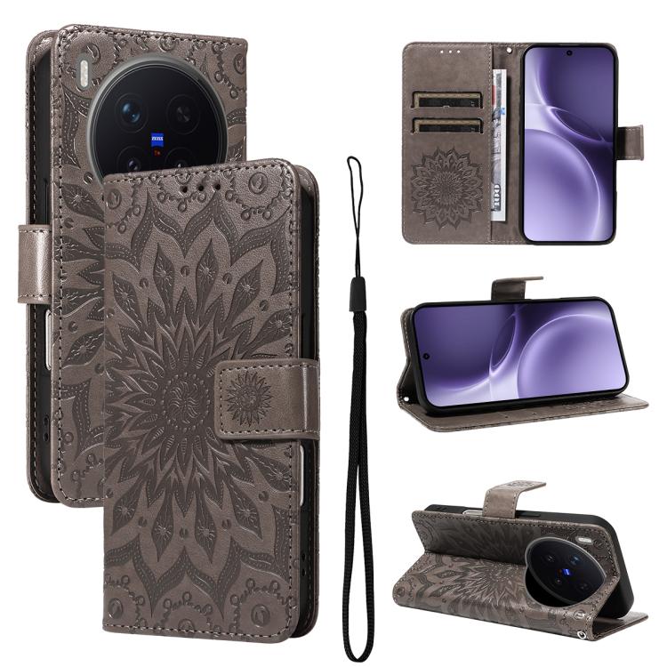 Embossed Sunflower Pattern Flip Leather Phone Case, For vivo S50 Pro mini 5G, For vivo X300 Pro, For vivo X300