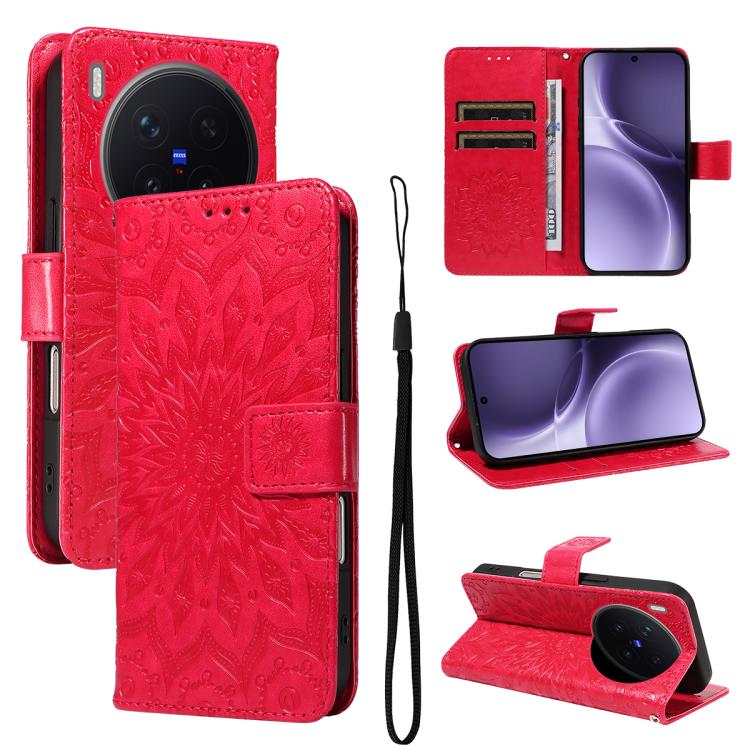 Embossed Sunflower Pattern Flip Leather Phone Case, For vivo S50 Pro mini 5G, For vivo X300 Pro, For vivo X300
