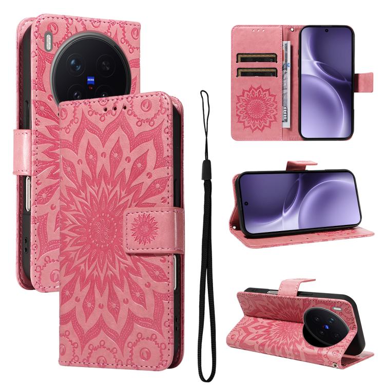 Embossed Sunflower Pattern Flip Leather Phone Case, For vivo S50 Pro mini 5G, For vivo X300 Pro, For vivo X300