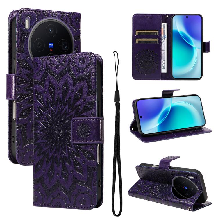 Embossed Sunflower Pattern Flip Leather Phone Case, For vivo S50 Pro mini 5G, For vivo X300 Pro, For vivo X300