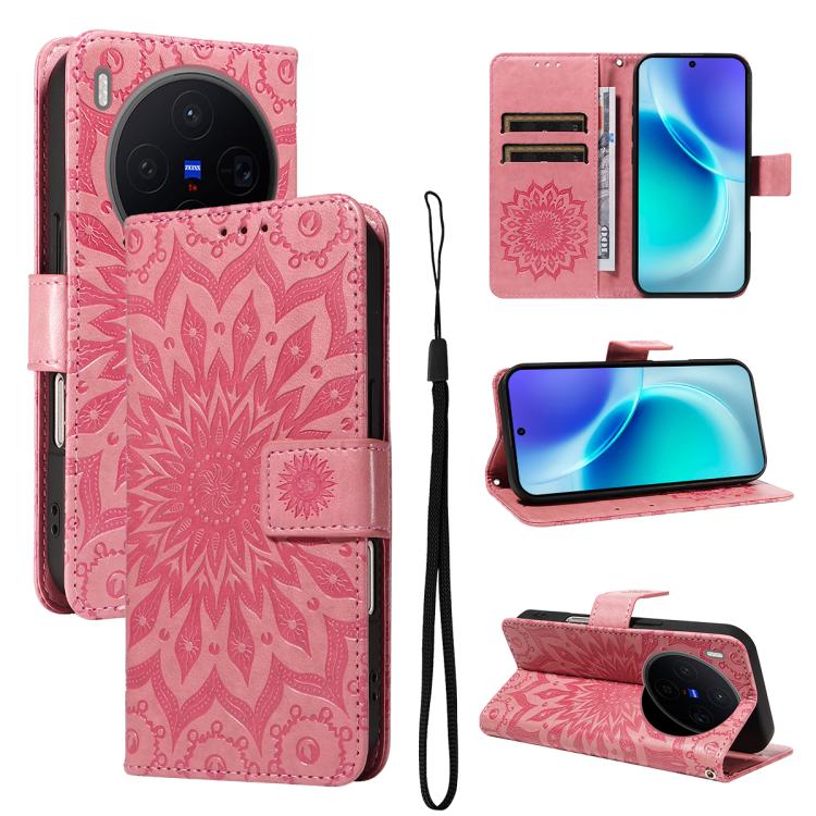 Embossed Sunflower Pattern Flip Leather Phone Case, For vivo S50 Pro mini 5G, For vivo X300 Pro, For vivo X300