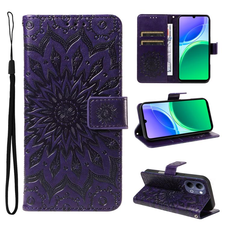 Embossed Sunflower Pattern Flip Leather Phone Case, For vivo Y05 4G / vivo Y21 5G 2026, For vivo V70 FE 5G, For vivo V70 5G Global / V70 Elite 5G