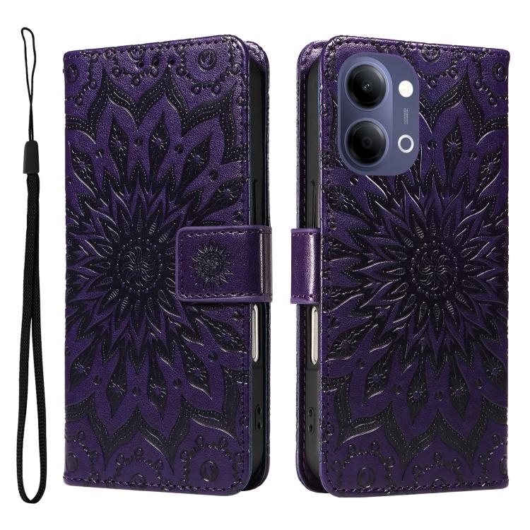 Embossed Sunflower Pattern Flip Leather Phone Case, For vivo Y05 4G / vivo Y21 5G 2026, For vivo V70 FE 5G, For vivo V70 5G Global / V70 Elite 5G