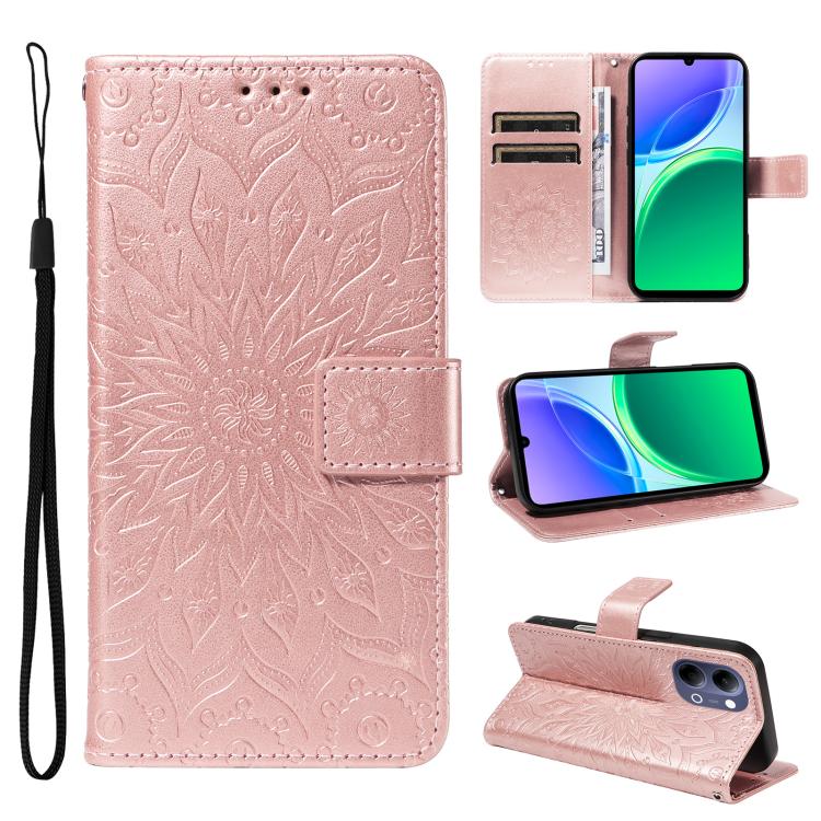 Embossed Sunflower Pattern Flip Leather Phone Case, For vivo Y05 4G / vivo Y21 5G 2026, For vivo V70 FE 5G, For vivo V70 5G Global / V70 Elite 5G