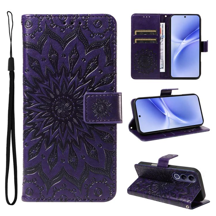 Embossed Sunflower Pattern Flip Leather Phone Case, For vivo Y05 4G / vivo Y21 5G 2026, For vivo V70 FE 5G, For vivo V70 5G Global / V70 Elite 5G