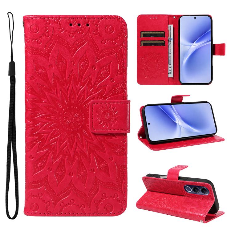 Embossed Sunflower Pattern Flip Leather Phone Case, For vivo Y05 4G / vivo Y21 5G 2026, For vivo V70 FE 5G, For vivo V70 5G Global / V70 Elite 5G