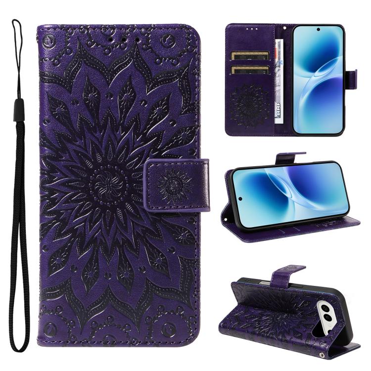 Embossed Sunflower Pattern Flip Leather Phone Case, For vivo S50 Pro mini 5G, For vivo X300 Pro, For vivo X300