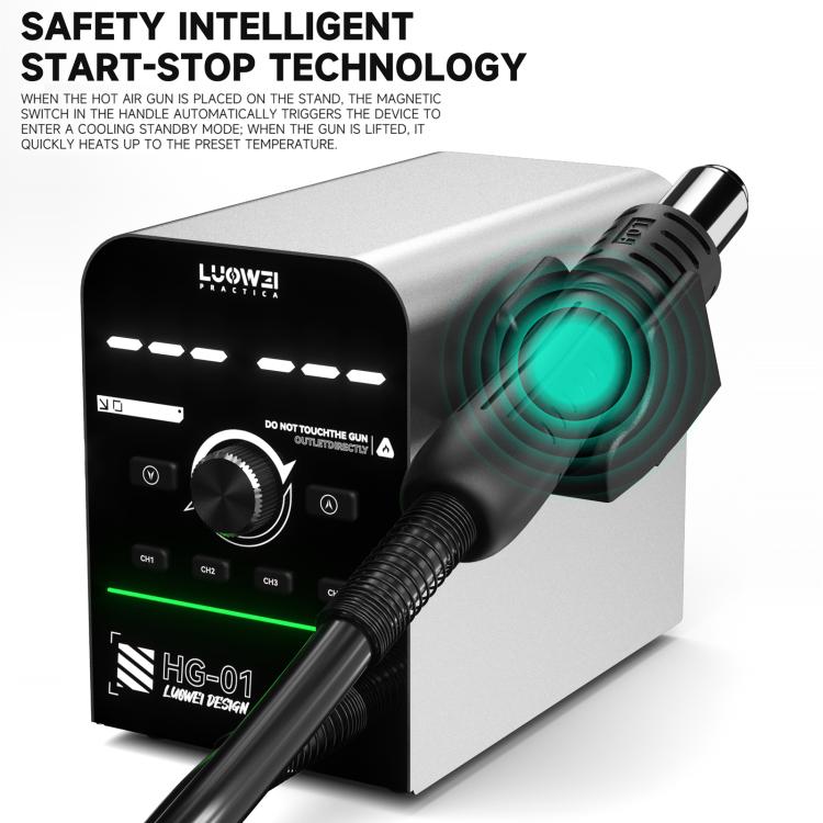 LUOWEI HG-01 800W Intelligent Digital Hot Air Gun BGA Desoldering Rework Station, HG-01 US Plug