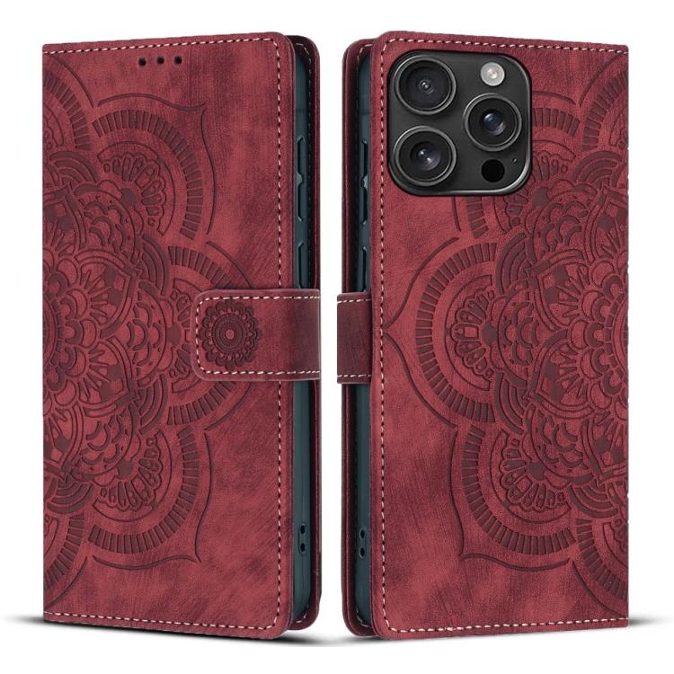 Mandala Embossed Retro Frosted Leather Phone Case, For iPhone Air, For iPhone 16 Pro Max, For iPhone 16 Pro, For iPhone 16 Plus