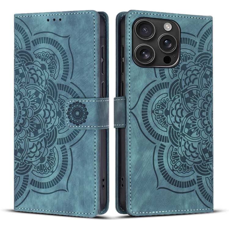 Mandala Embossed Retro Frosted Leather Phone Case, For iPhone Air, For iPhone 16 Pro Max, For iPhone 16 Pro, For iPhone 16 Plus