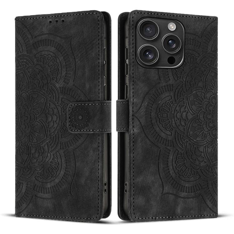 Mandala Embossed Retro Frosted Leather Phone Case, For iPhone Air, For iPhone 16 Pro Max, For iPhone 16 Pro, For iPhone 16 Plus