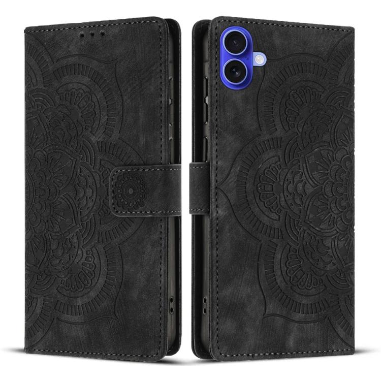 Mandala Embossed Retro Frosted Leather Phone Case, For iPhone Air, For iPhone 16 Pro Max, For iPhone 16 Pro, For iPhone 16 Plus