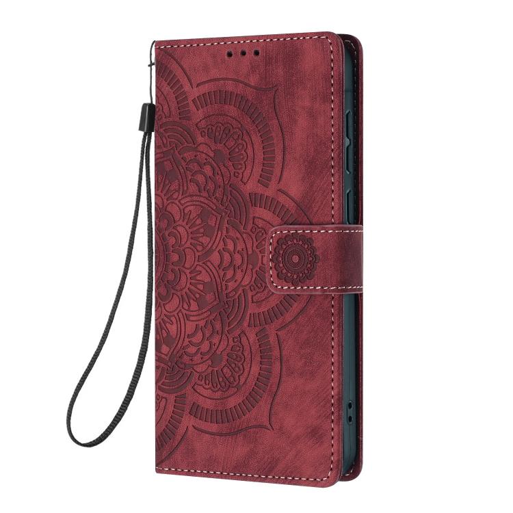 Mandala Embossed Retro Frosted Leather Phone Case, For iPhone 16, For iPhone 15 Pro Max, For iPhone 15 Pro, For iPhone 15 Plus