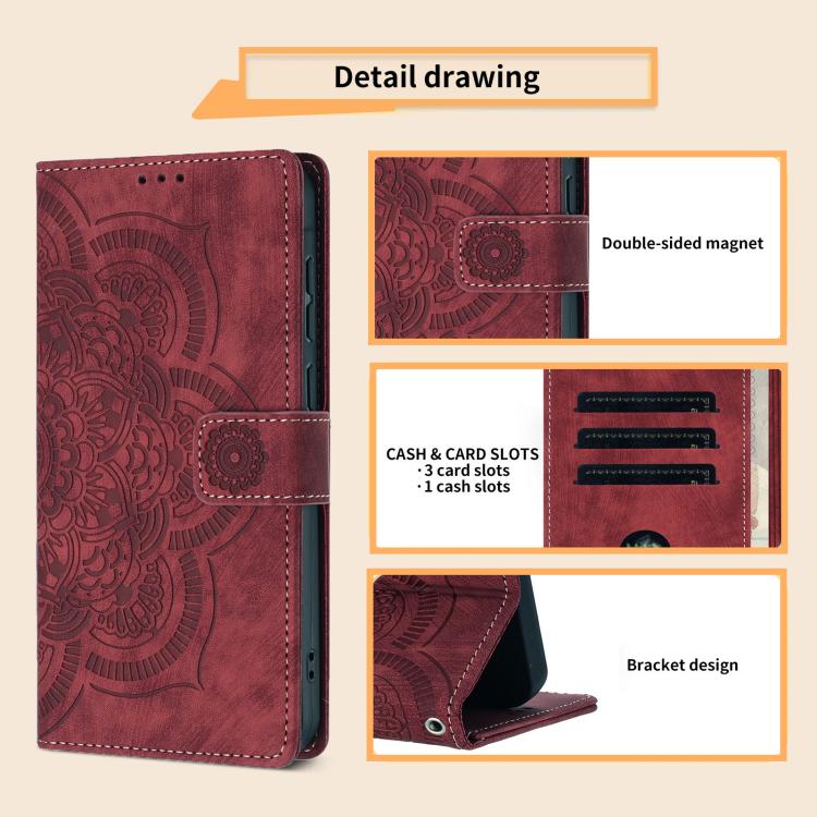 Mandala Embossed Retro Frosted Leather Phone Case, For iPhone 17e / 16e, For iPhone 17 Pro Max, For iPhone 17 Pro, For iPhone 17