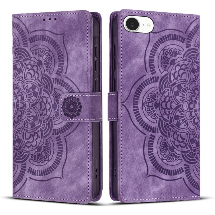 Mandala Embossed Retro Frosted Leather Phone Case, For iPhone 17e / 16e, For iPhone 17 Pro Max, For iPhone 17 Pro, For iPhone 17