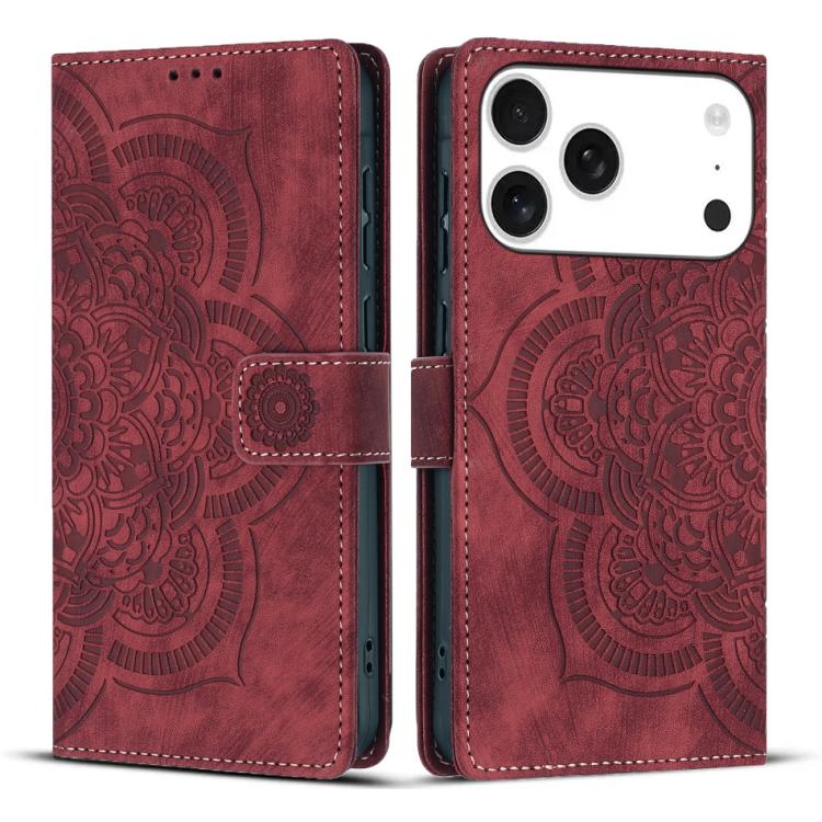 Mandala Embossed Retro Frosted Leather Phone Case, For iPhone 17e / 16e, For iPhone 17 Pro Max, For iPhone 17 Pro, For iPhone 17